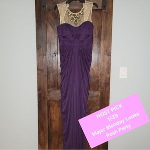 Adrianna Papell purple/auburn jeweled gown size 8 NWT
